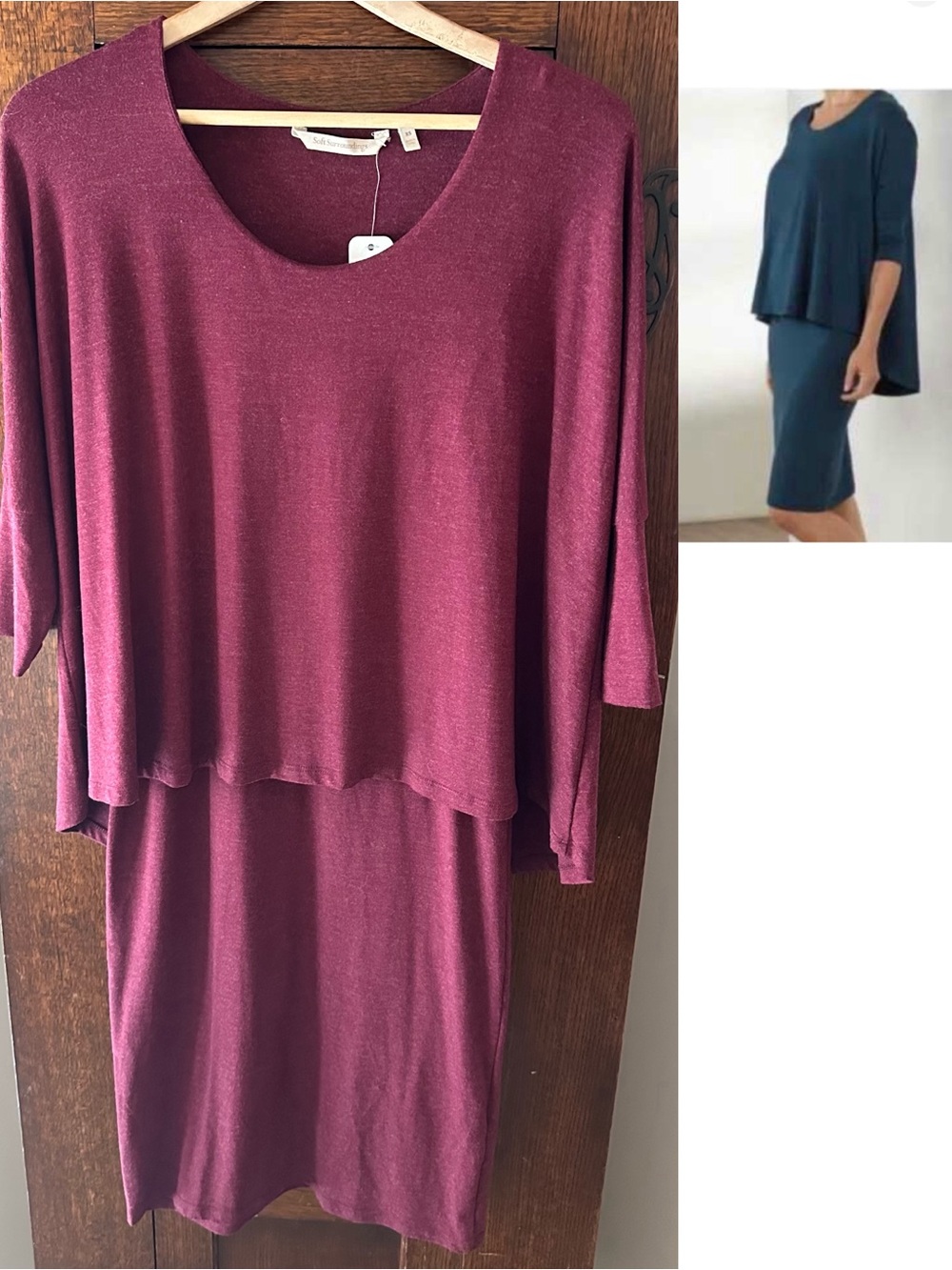 NWT Soft Surroundings Perfect Layer Dress Sangria Size XS Comfy Chic